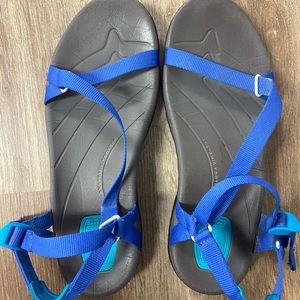 Teva Sandals- Blue, black, and Teal. Adjustable.